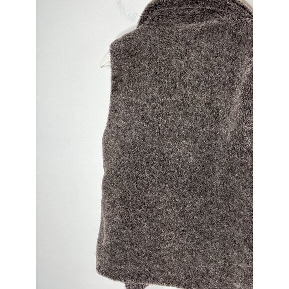 Dylan by True Grit Sherpa Vest S | Faux Fur Zip Front Gray Cozy Layer - Picture 7 of 13